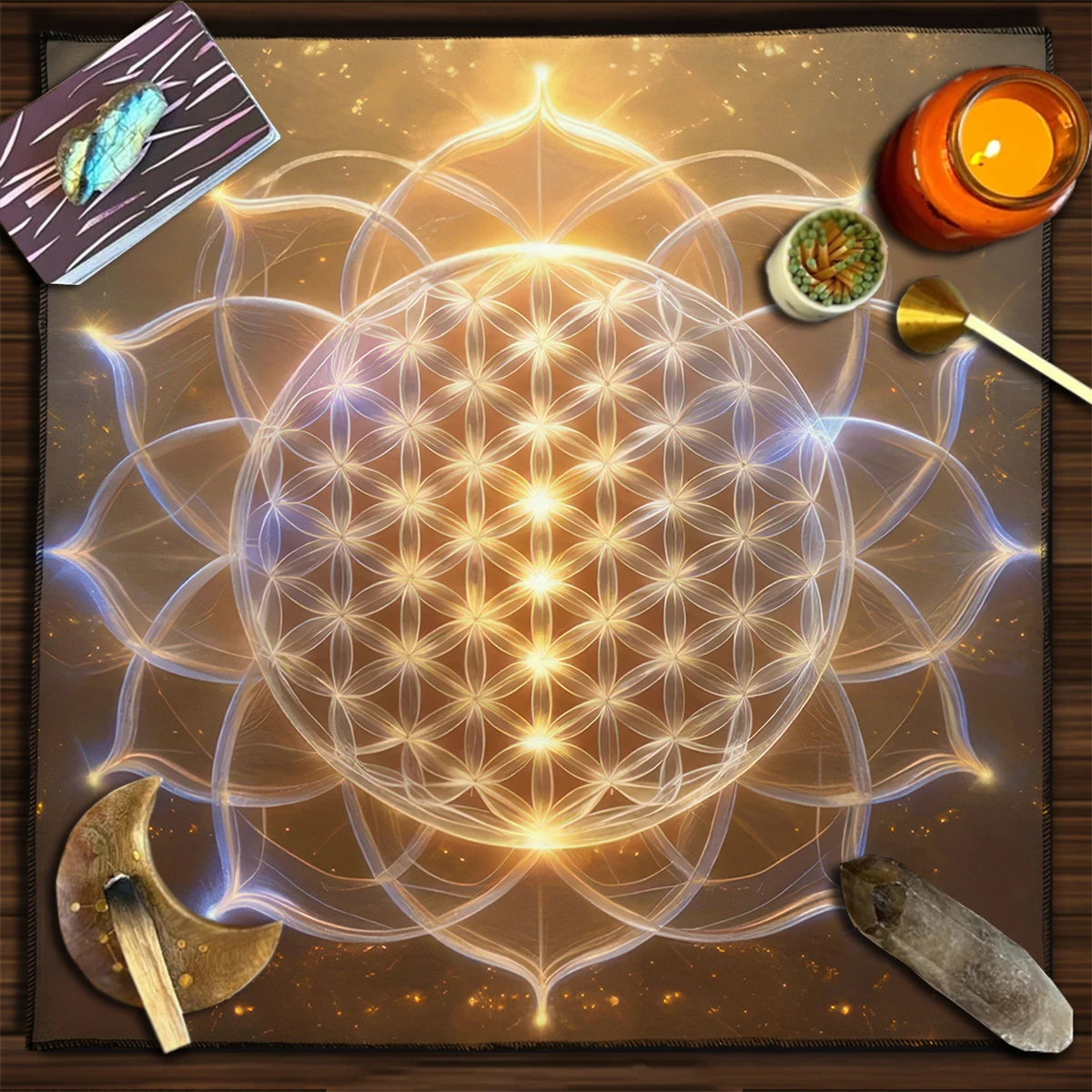 Tarot Tablecloth Mandala Flower Of Life Altar Cloth For Divination Meditation Circle Galaxy Tarot Mat Spiritual Oracle Card Pad