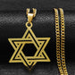 Hip Hop Jewish Hexagram Long Necklaces Stainless Steel David Star Israel Mezuzah Necklace Sweater Neck Chain Jewelry Gifts NA193