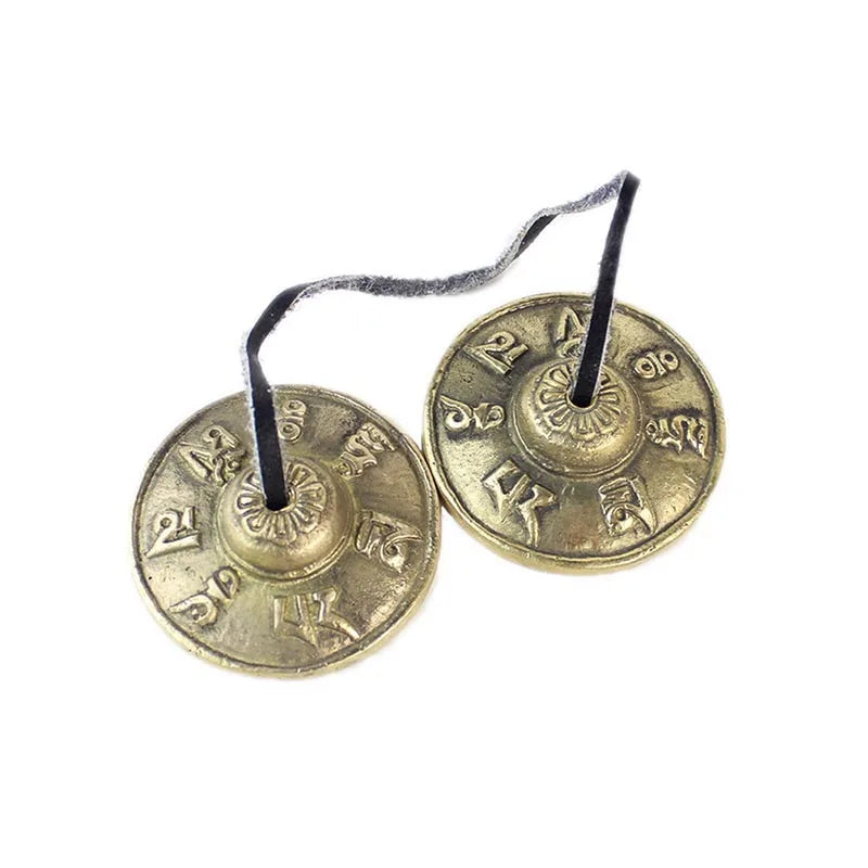 6.5cm Tibetan Bell Meditation Handcrafted Cymbal Bell Copper Crisp Sound Symbols Buddhist Temple with Bag