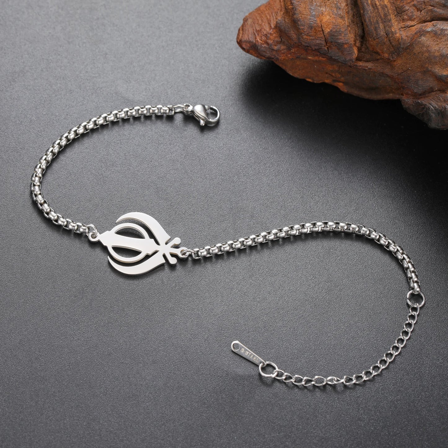 Lucktune Khanda Sikhism Symbol Bracelets for Women Men Stainless Steel Religious Protection Amulet Spiritual Sikh Jewelry Gift