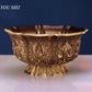 Tibetan Eight Auspicious Symbols Carved Brass Holy Altars Bowl,Tantric Indoor Desktop Water Cup,9 cm Sacred Bowl Buddhist Item
