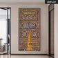 1pc Large Modern Golden Kaaba Door Mecca Islamic Canvas Painting Wall Art, Frameless Large Kaaba Wall Art for Living Room Decor