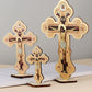 Wooden Jesus on Cross Stand Decoration Christian Crucifix Jesus Christ Crosses Icon Ornament Church Desktop Display Crafts Gift
