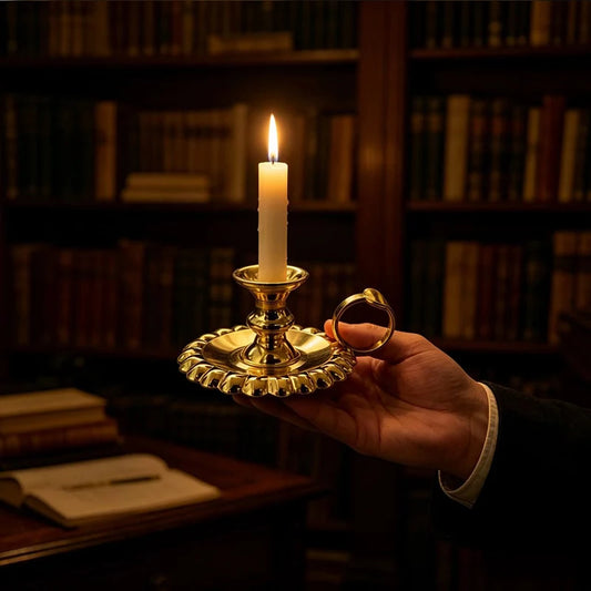 Luxury Gold Plated Orthodox Handheld Candle Holder with Handle for Church Liturgy Home Altar Prayer Devotion Christian Gift Deco