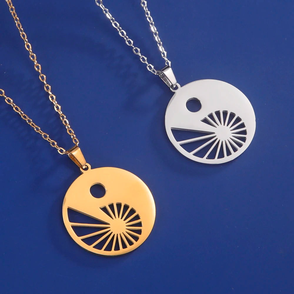 Dawapara Fibonacci Spiral Necklace Sacred Geometry The Golden Ratio Pendant Stainless Steel Jewelry Valentine's Day Gift