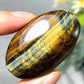 Natural Crystal Palm Tiger Eye Ellipse Stone Deep Blue & Golden Stripes Compress Massage Palm Reiki Healing worry Fingertip Toy