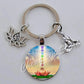 Indian Buddha Meditation 7 Chakra Mandala Psychedelic Yoga Glass Cabochon Keychain Ornament