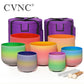 CVNC 6-12 Inch Colored Frosted Quartz Crystal Singing Bowls 7 chakra set for sound healing instrument with Bag
