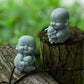 §Embracing Animal Monk Statue, Resin, Stone Zen Garden Decoration, Serene Smiling Sculpture