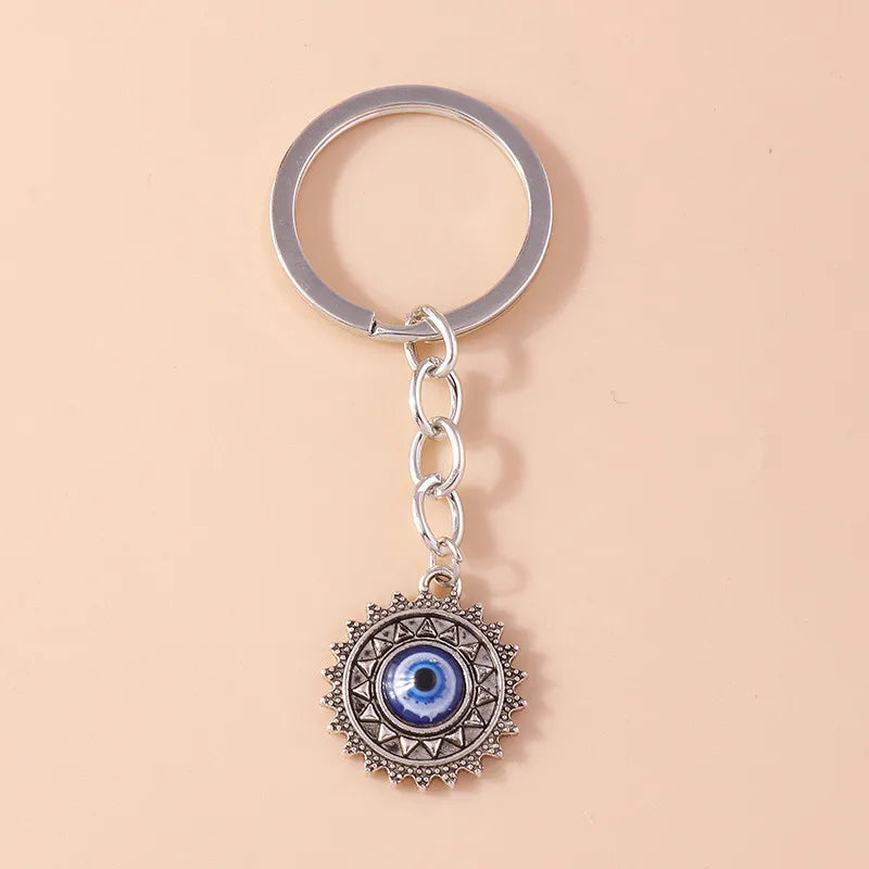1Pc Bohemia Evil Eye Hamsa Hand Keychain for Women Men Blue Eye Sun Feather Key Ring Bag Pendant Car Key Holder Rings Wholesale