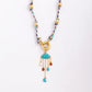 Star Celestial Blue Green Evil Eye Long Knot Beaded Necklace,Boho Nature Cotton Cord Sweater Amulet Party Summer Beach  Jewelry