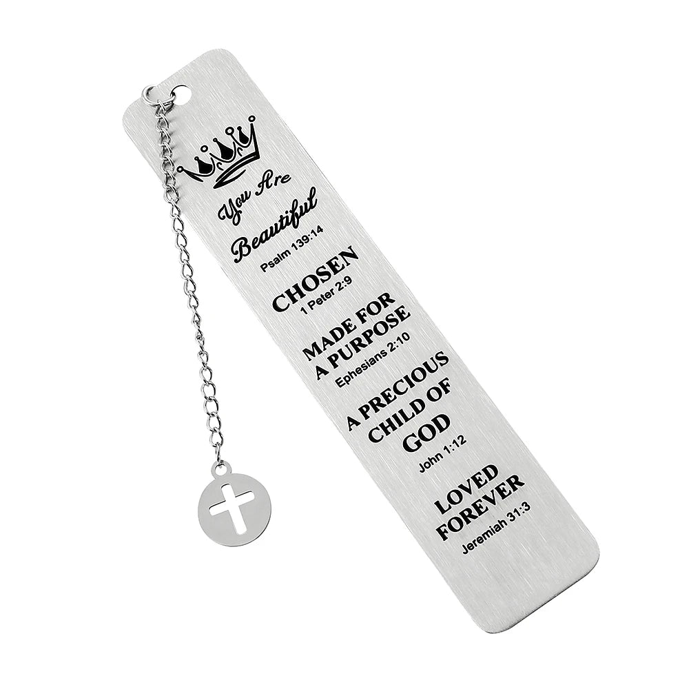Religious Stainless Steel Bookmarks with Charms，Durable Page Markers for Christians, Bible Readers & Gift - Givers