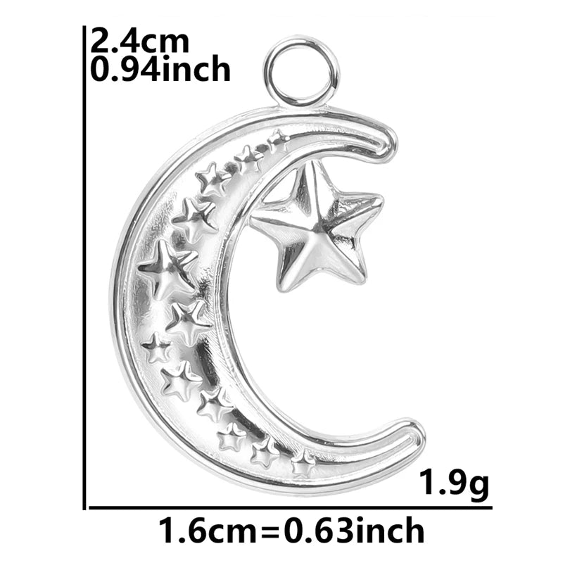 100% Stainless Steel Moon Pendants For Jewelry Making Supplies Various Luna Animal Wings Sun Star Eye Charms In Bulk Accessories