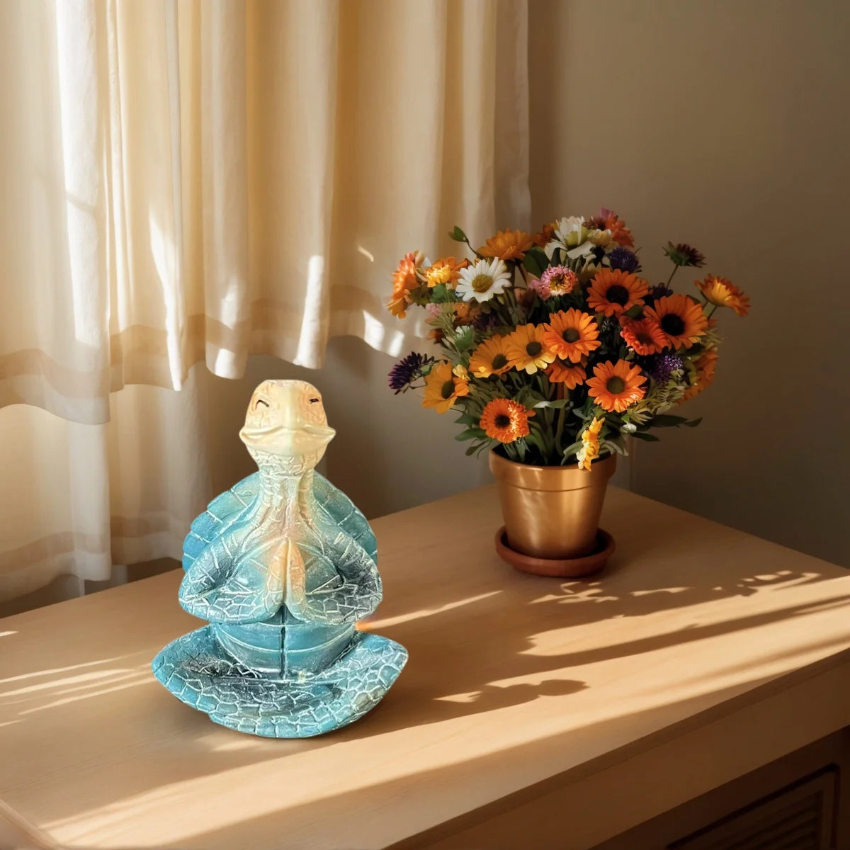 1 Piece Resin Craft Meditation Turtle Statue, Resin Zen Decoration, Home and Garden Sculpture, Resin Zen Decoration Suitable for Turtle Enthusiasts and Collectors.