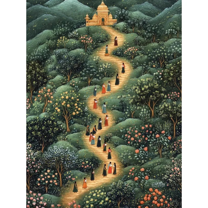 Hindu God Spiritual Serene Forest Temple Scene Indian Nature&Wildlife Poster Canvas Painting Wall Art Pictures Home Decor