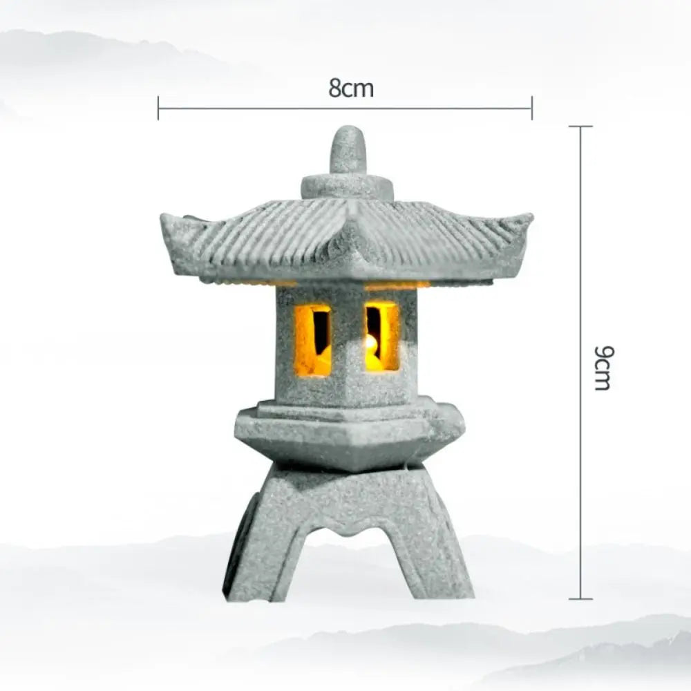 New Mini Pagoda Lantern Light Garden Statue Decorative Sand Stone Micro Landscape Lamp Zen Yard Miniature Bonsai
