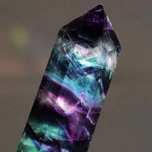 Natural Fluorite Crystals Obelisk Colorful Healing Stone Point Hexagonal Column 4-9cm Crystal Wand Gift for Home Office Decor
