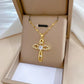 Exquisite Gold Color Stainless Steel Inlaid Crystal Cross Pendant Necklace for Women Men Luxury Full of Zircon Chokers Jewelry