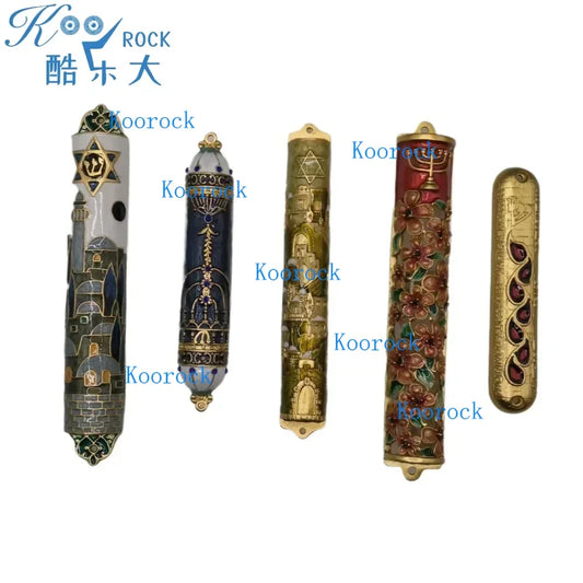 Handcrafted Enamel & Alloy Mezuzah Case with Kosher Scroll, Elegant Judaica Gift for Home Blessing & Doorpost Protection