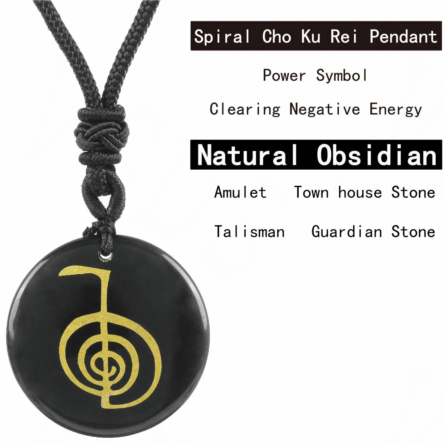 Hot Natural Crystal Quartz Cho Ku Rei Reiki Energy Symbol Pendant Ancient Spiritual Healing Necklaces Pendants Women Man Jewelry