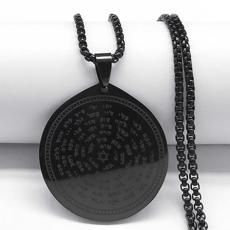 Jewish Bible Stainless Steel Hexagram Chain Necklace Women/Men 72 Names Of The God Moses Necklaces Mezuzah Jewelry collier N227