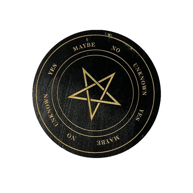 Muy Bien 1PC Wooden Pendulum Board for Divination Meditation Metaphysical Altar Coaster Crystal Base Mat Signs for Home Decor