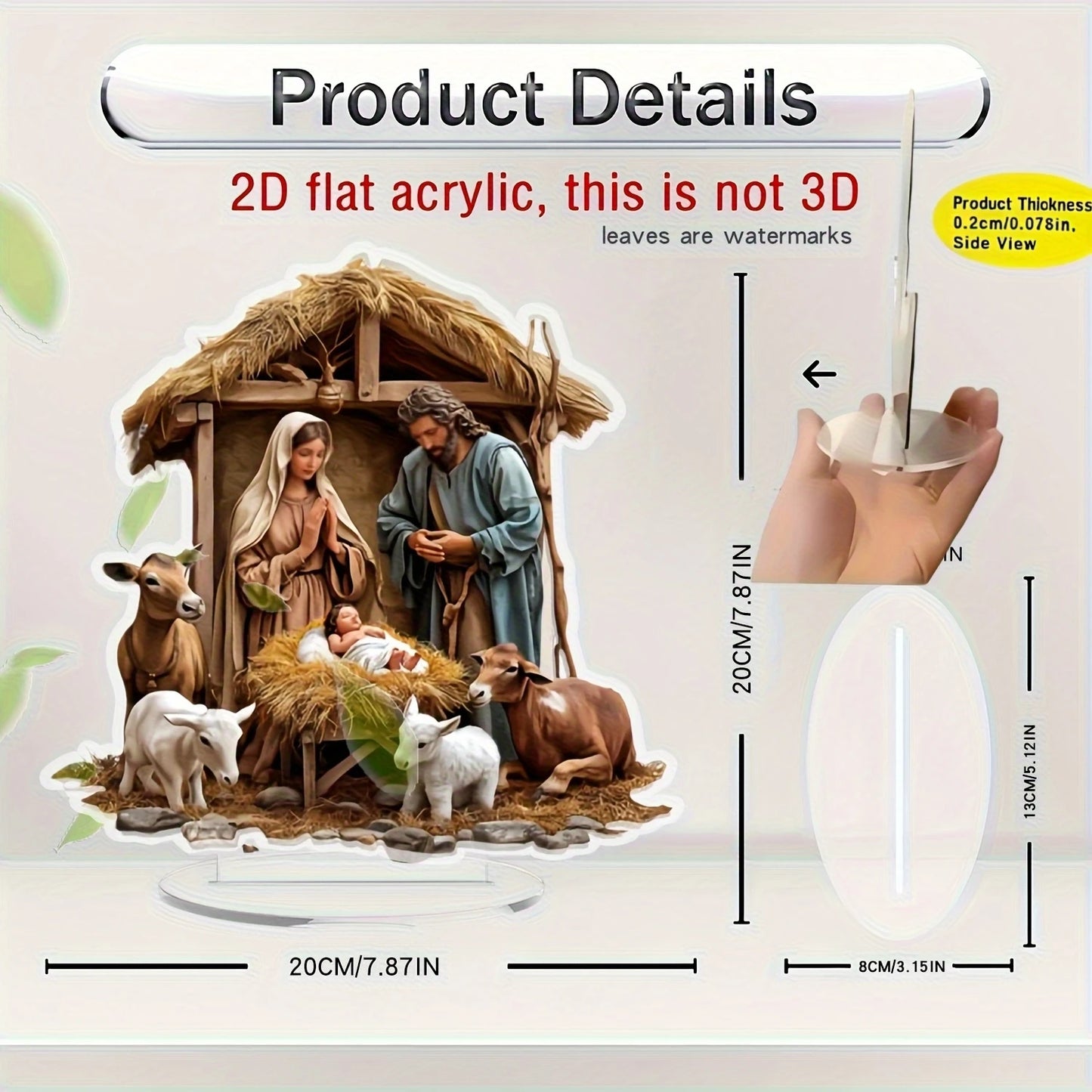 2D Acrylic Desktop Christmas Decor - Jesus' Birth Virgin Mary Angel Cartoon Print Christian Home Christmas 2026 New Year Gift