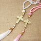 12Pcs Personalized Baptism Rosary Favors,Henna Party Favors,Cross First Holly Communion Rosary Keepsakes,Christening Guest Favor