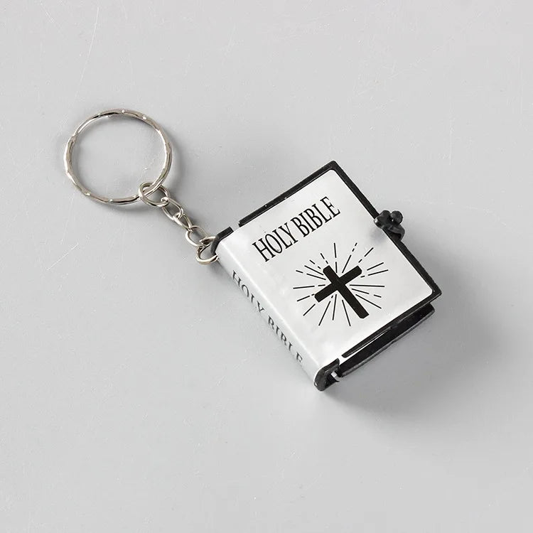 Fashion Holy Bible Keychain Mini Christian English Book Key Ring For Gift