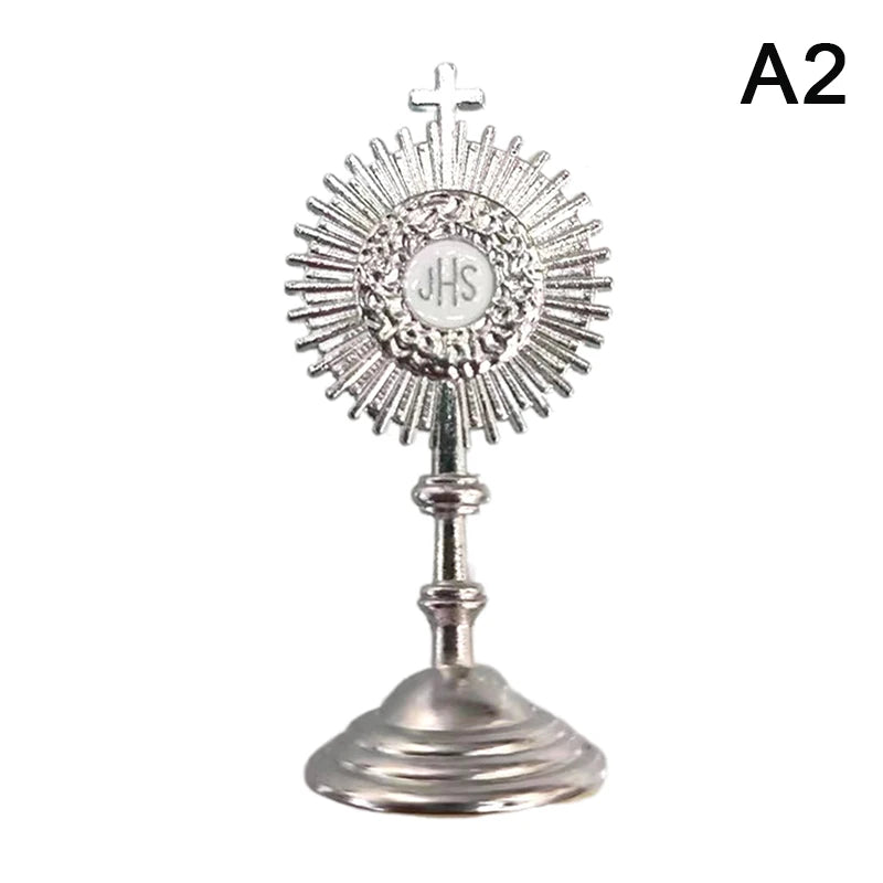 1PC Antique Carved Incense Burner Cross Decoration Church Chapel Ornaments Prayer Religious Home Worship Supplies red or white