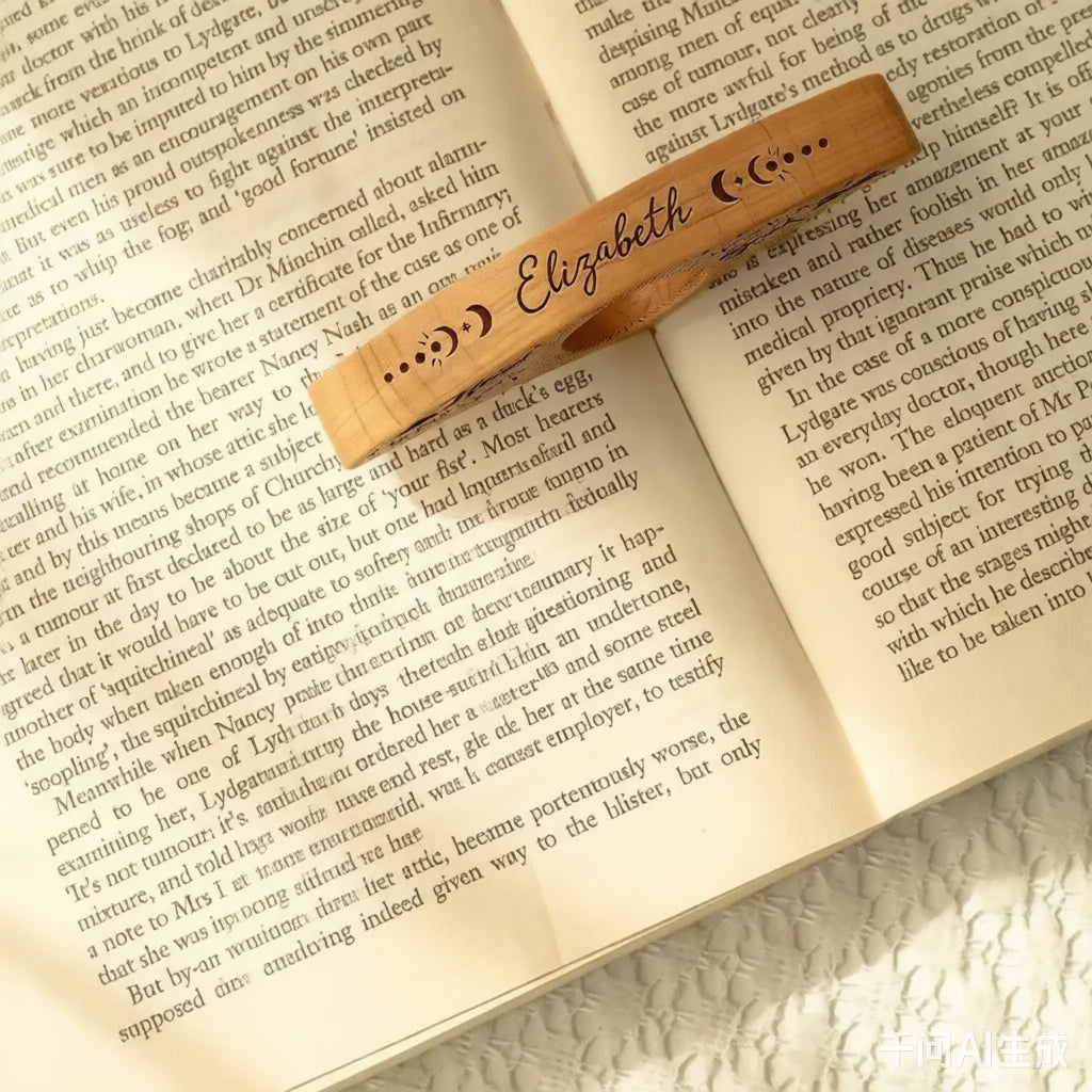Personalized Wooden Book Page Holder Handcrafted Reading Stand with Name Engraving Gift for Book Lovers Modern Tabletop Decor