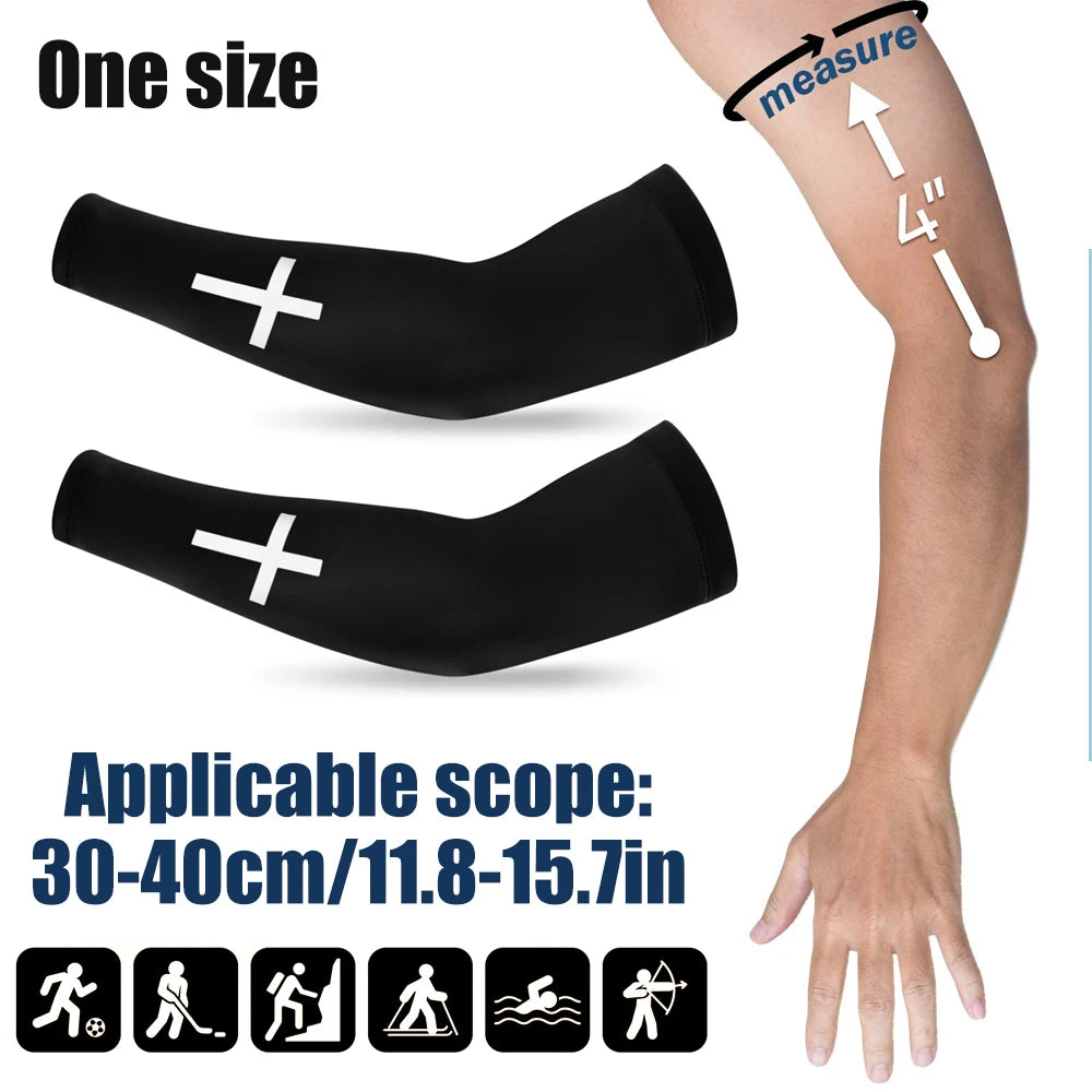 1Pair Cross UV Cooling Arm Sleeve Christian Compression Arm Sleeve Youth Football Baseball Volleyball Sports Cycling Working