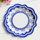 8pcs Chinese Blue White Porcelain Plate Party Decoration Plate Retro Wave Edge Plate Holiday Cake Plate Disposable Paper Plate