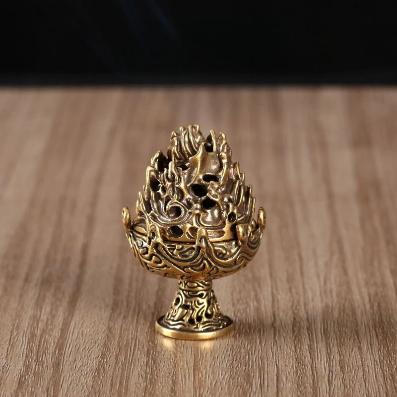 LTT Mini Boshan Burner Pure Brass Incense Burner Home Indoor Zen Ornament Incense Burner