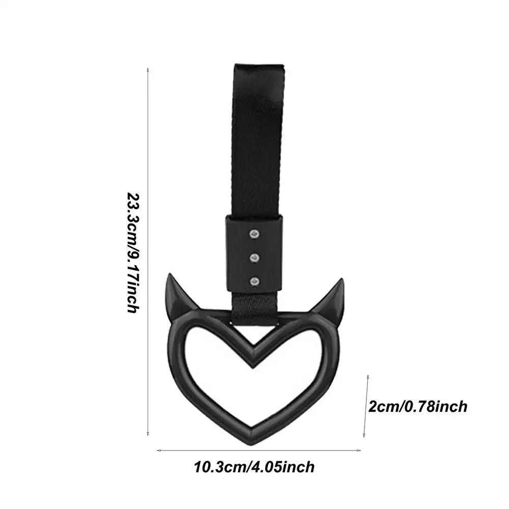 Rear Bumper Warning Ring Ring Devil Heart-Shaped Car Hand Strap Creative Unique Easy To Install Rear Bumper Warning Ring For Car