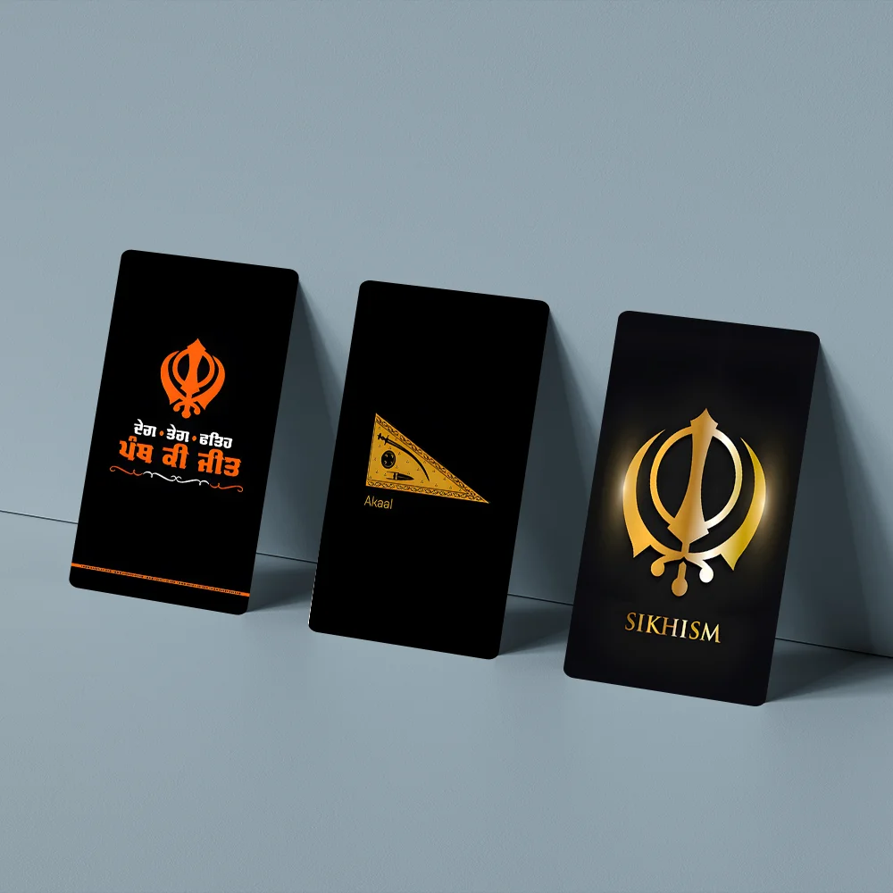 Sikh Khanda Sikhism Stickers For Debit Bank Credit Cards Metro Bus Pass Sticker Decoration Cover 4PCS Card Skin
