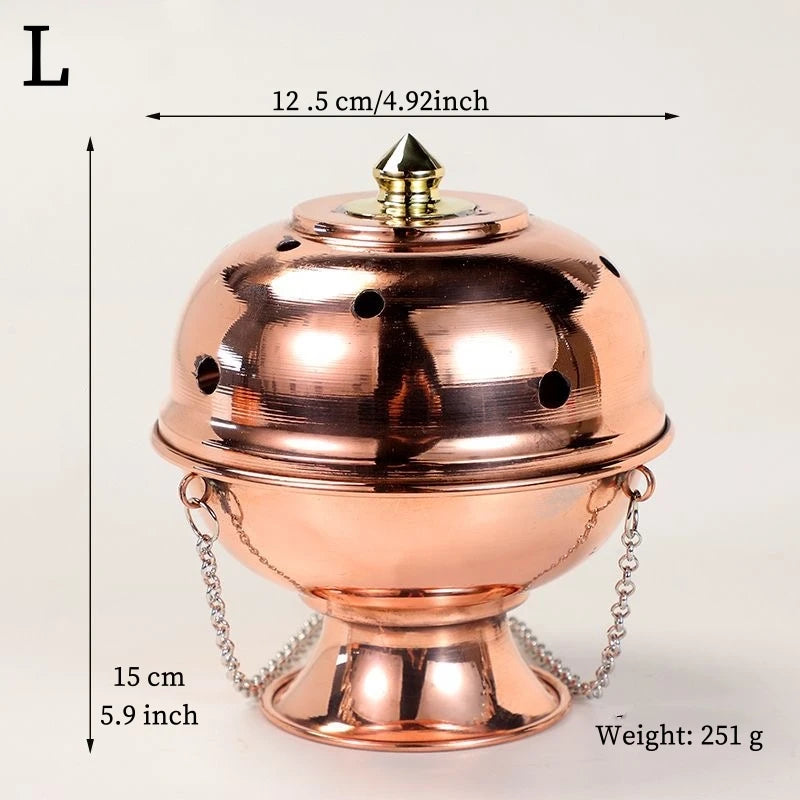 Multifunctional Hanging Incense Burner Red Copper Engraved Stupa Aromatherapy Stove Meditation Smoke Furnace Altars Decorative