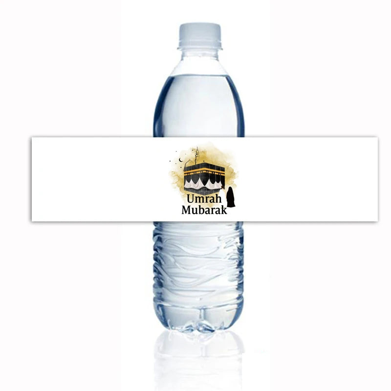 Umrah mubarak Water Bottle Sticker hajj mubarak Bottle Labels Paper Wrapper Eid Party Supplies