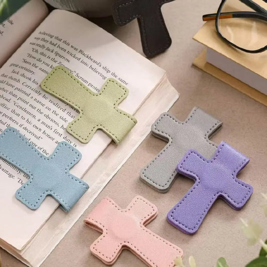 New Leather Bible Magnetic Bookmark Cross Gift Page Markers Double-Sided Page Clips Reading Supplies