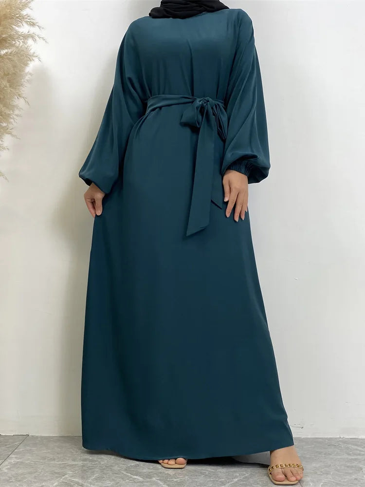 Hot Selle Simple Style Moroccan Dresses Kaftan Turkey Solid Color Gulf Abayas Islamic Women Long Dress Muslim Saudi Robe Ramadan