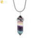CSJA Fluorite Crystals Necklaces Pendants Suspension Quartz Natural Gem Stone Necklace for Women Hexagonal Reiki Healing G954