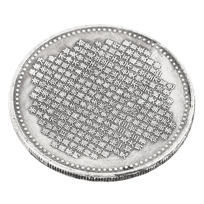 Retro Silver Ancient Coins Buddhist Thousand Hand Guanyin Heart Sutra Buddha Collection Commemorative Coins Gift