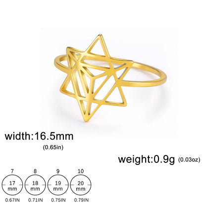 Skyrim Merkaba Star Sacred Geometry Ring Women Stainless Steel Gold Color Finger Rings Wedding Band Meditation Jewelry Wholesale