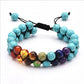 Double Layer 7 Chakra Bracelets for Women Men Indian Yoga Bracelet Chakra Pray Lava Stone Beads Bangles Bracelet Healing Jewelry
