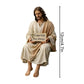 Hand Painted Jesus Figurine I Am with You Always Gift - For Desk Jesus Christ Statue Sitting Pose Unique Resin Jesus Ornament