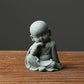 1Pcs Garden Decor Cute Buddha Stone Statue Little Buddhist Monk Buddhism Figurines Zen Garden Ornament Meditation Aquarium Decor
