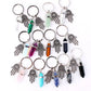 1Pc Natural Stone Crystal Points Keychain with Hamsa Hand Evil Eye Charms Reiki Energy Good Luck Amulet for DIY Jewelry Making