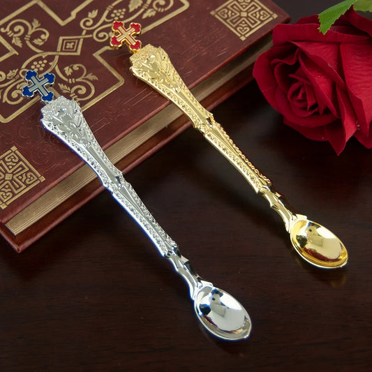HTISOK Church Product Religion Accessory Gold Plated Orthodox Holy Water Spoon Religious Rituals for Church Decoration