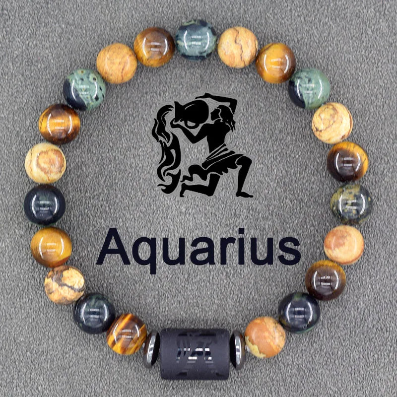 Zodiac Sign Bracelet Homme 12 Constellation Bangles Men Gemini Virgo Leo Libra Bracelet Women Friendship Gift Bracelet on Hand