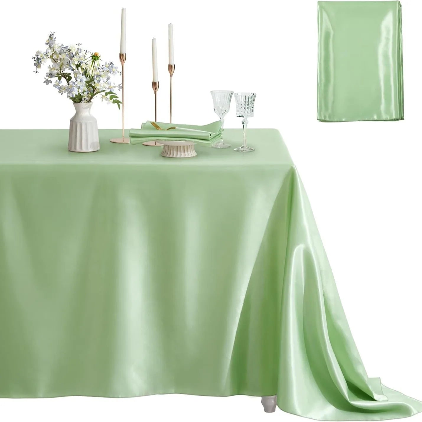 Rose Gold Satin Tablecloth,Nordic Style Elegance Wedding Dust-Proof Table Cover,For Dinning Birthday Party Tabletop Decor